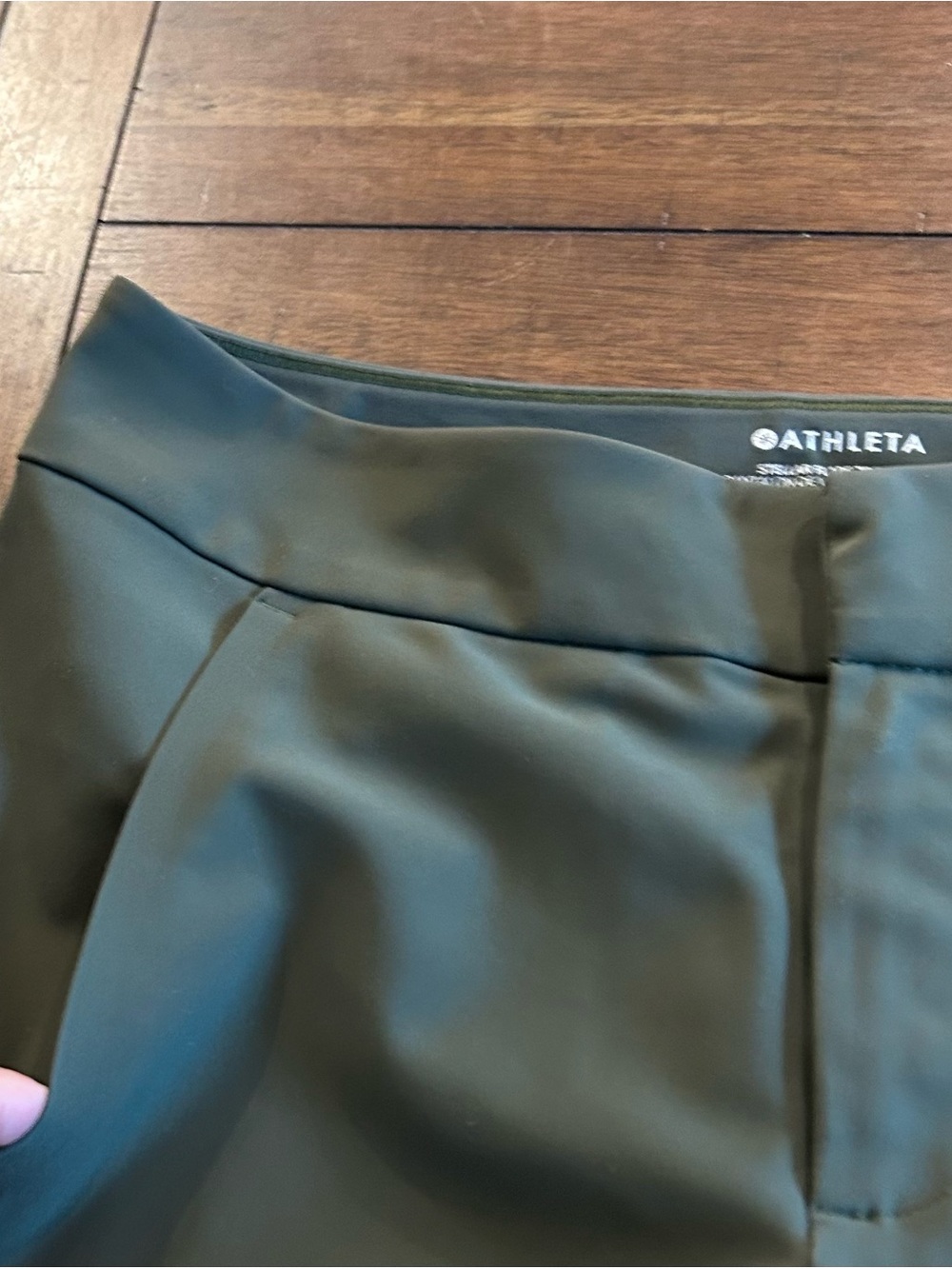 Athleta Stellar Flare Trouser Size 6 Petite Olive Green - Picture 15 of 15